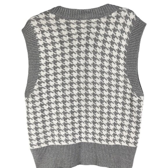 Abercrombie & Fitch Womens S Houndstooth Soft Knit Sweater Vest Cottagecore - Picture 2 of 13